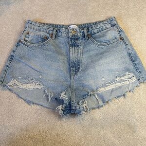 Zara Blue Denim High Waisted Shorts Size 12